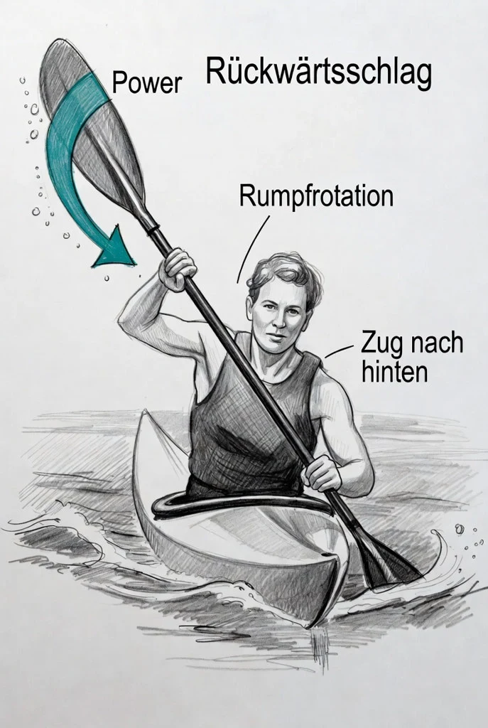 Zug entlang der Bootsseite nach vorn.