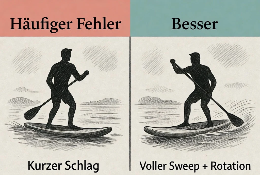 Vergleich: kurzer Sweep versus voller Bogen.